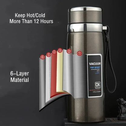 600ML/1000ML/1200ML Double Stainless Steel 316 Thermal Flask with Filter Portable Coffee Tea Thermal Bottle Travel Tumbler
