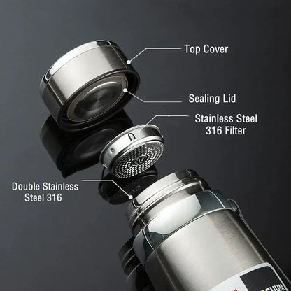 600ML/1000ML/1200ML Double Stainless Steel 316 Thermal Flask with Filter Portable Coffee Tea Thermal Bottle Travel Tumbler