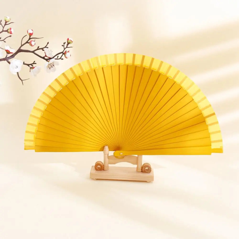 Classical Simple Spanish Plain Fan Handmade Art Craft Pure Wood Folding Fan Solid Color Decorative Props Fan Party Gift