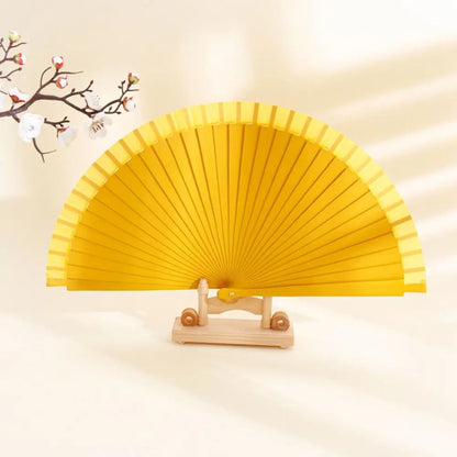 Classical Simple Spanish Plain Fan Handmade Art Craft Pure Wood Folding Fan Solid Color Decorative Props Fan Party Gift