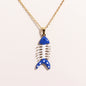 Waterproof Cute Colorful Enamel Fish Pendant Necklaces For Women Girls Lovely Stainless Steel Gold Color Summer Beach Jewelry