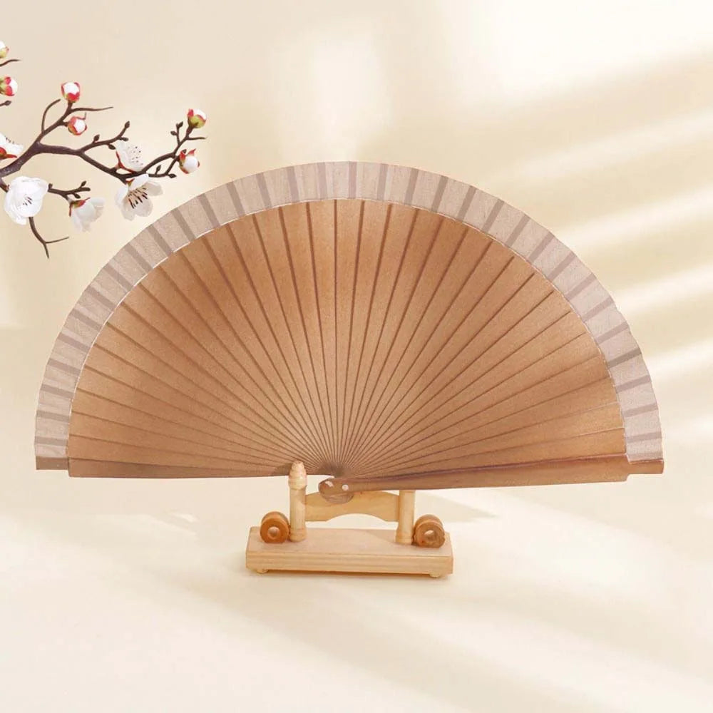 Classical Simple Spanish Plain Fan Handmade Art Craft Pure Wood Folding Fan Solid Color Decorative Props Fan Party Gift