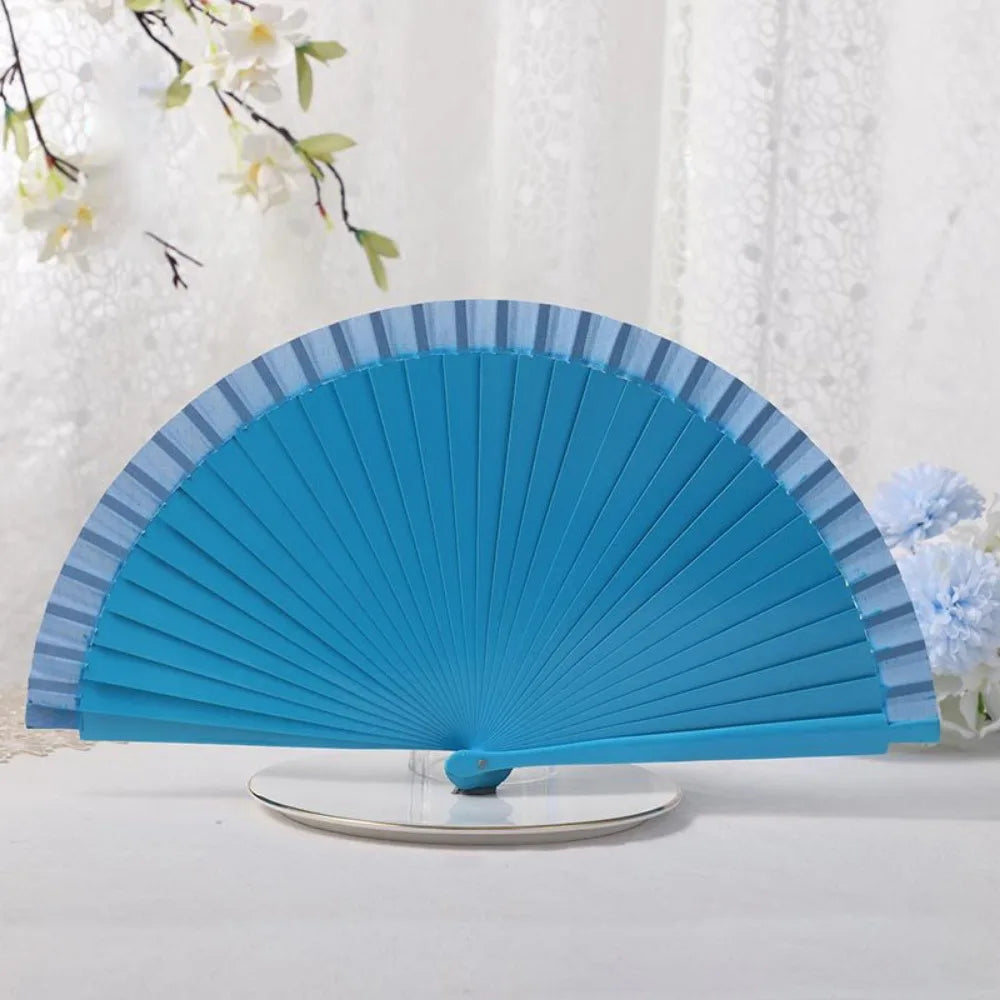 Classical Simple Spanish Plain Fan Handmade Art Craft Pure Wood Folding Fan Solid Color Decorative Props Fan Party Gift