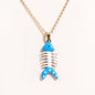 Waterproof Cute Colorful Enamel Fish Pendant Necklaces For Women Girls Lovely Stainless Steel Gold Color Summer Beach Jewelry