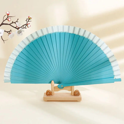 Classical Simple Spanish Plain Fan Handmade Art Craft Pure Wood Folding Fan Solid Color Decorative Props Fan Party Gift