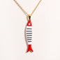 Waterproof Cute Colorful Enamel Fish Pendant Necklaces For Women Girls Lovely Stainless Steel Gold Color Summer Beach Jewelry