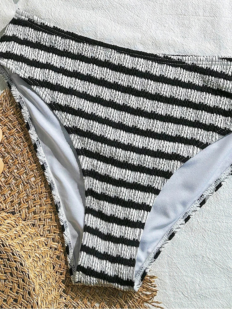 Women's Striped Bikini Set High Quality Adjustable Tie Swimwear Summer Essentials 2 Piece Swimsuit for Spa, Beach & Water Sports