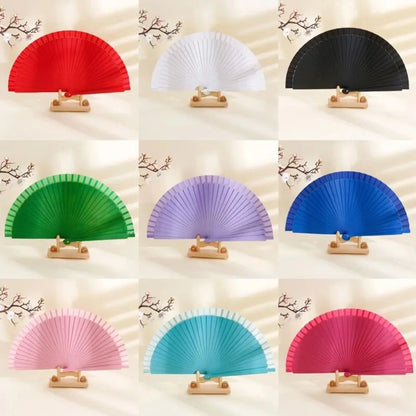 Classical Simple Spanish Plain Fan Handmade Art Craft Pure Wood Folding Fan Solid Color Decorative Props Fan Party Gift