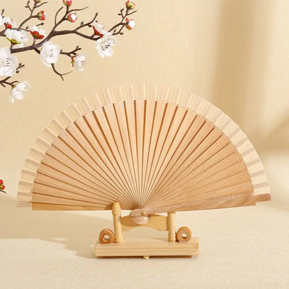 Classical Simple Spanish Plain Fan Handmade Art Craft Pure Wood Folding Fan Solid Color Decorative Props Fan Party Gift