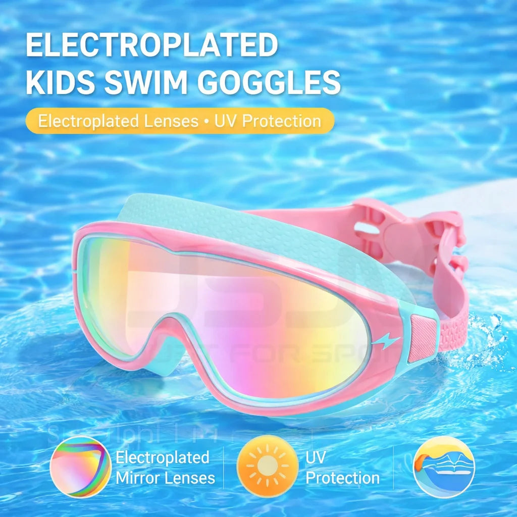 JSJM New Kids Swimming Goggles Big Frame HD Wide View Anti-Fog Waterproof Swim Mask For Boys Girls Ages 3-15 Multi-Color Choice