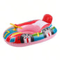 Baby Swimming Pool Float, Cute Car Design Kids Toddler Inflatable Summer Beach Floatie Boat Swim Tube Ring with Handles Safety