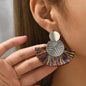 Fashion Bohemian Big Tassel Dangle White Fringe Female Earrings Drop Earrings for Women Statement Wedding Jewelry