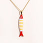 Waterproof Cute Colorful Enamel Fish Pendant Necklaces For Women Girls Lovely Stainless Steel Gold Color Summer Beach Jewelry