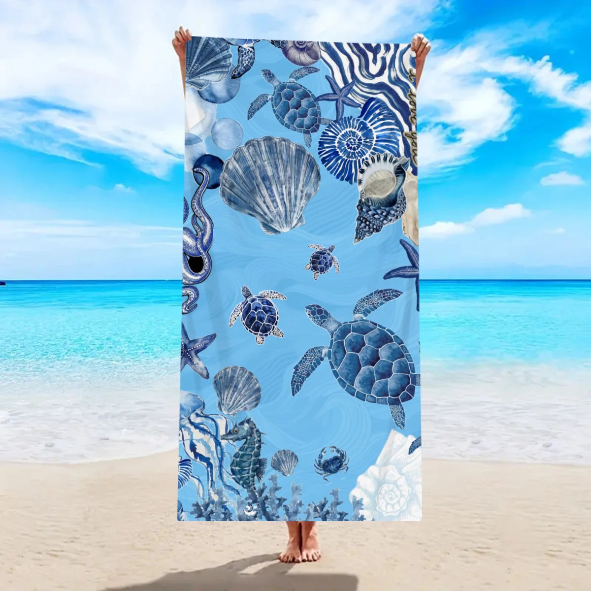 1pc Beach turtle animal printed beach towel, quick drying absorbent beach towel, outdoor sports swimming beach towel