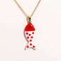 Waterproof Cute Colorful Enamel Fish Pendant Necklaces For Women Girls Lovely Stainless Steel Gold Color Summer Beach Jewelry