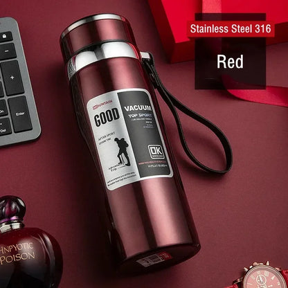 600ML/1000ML/1200ML Double Stainless Steel 316 Thermal Flask with Filter Portable Coffee Tea Thermal Bottle Travel Tumbler