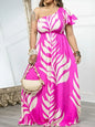 Bohemian Leaf Print A-line Maxi Dress for Woman Holiday One Shoulder High Waist Club Party Long Dresses Vestidos De Verano 2025