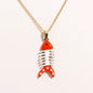 Waterproof Cute Colorful Enamel Fish Pendant Necklaces For Women Girls Lovely Stainless Steel Gold Color Summer Beach Jewelry