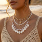 Bohemain Vintage Shell Starfish Turtle Multilayer Necklace for Women Ethnic Handmade Blue Beaded Necklaces Summer Beach Jewelry