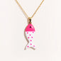 Waterproof Cute Colorful Enamel Fish Pendant Necklaces For Women Girls Lovely Stainless Steel Gold Color Summer Beach Jewelry