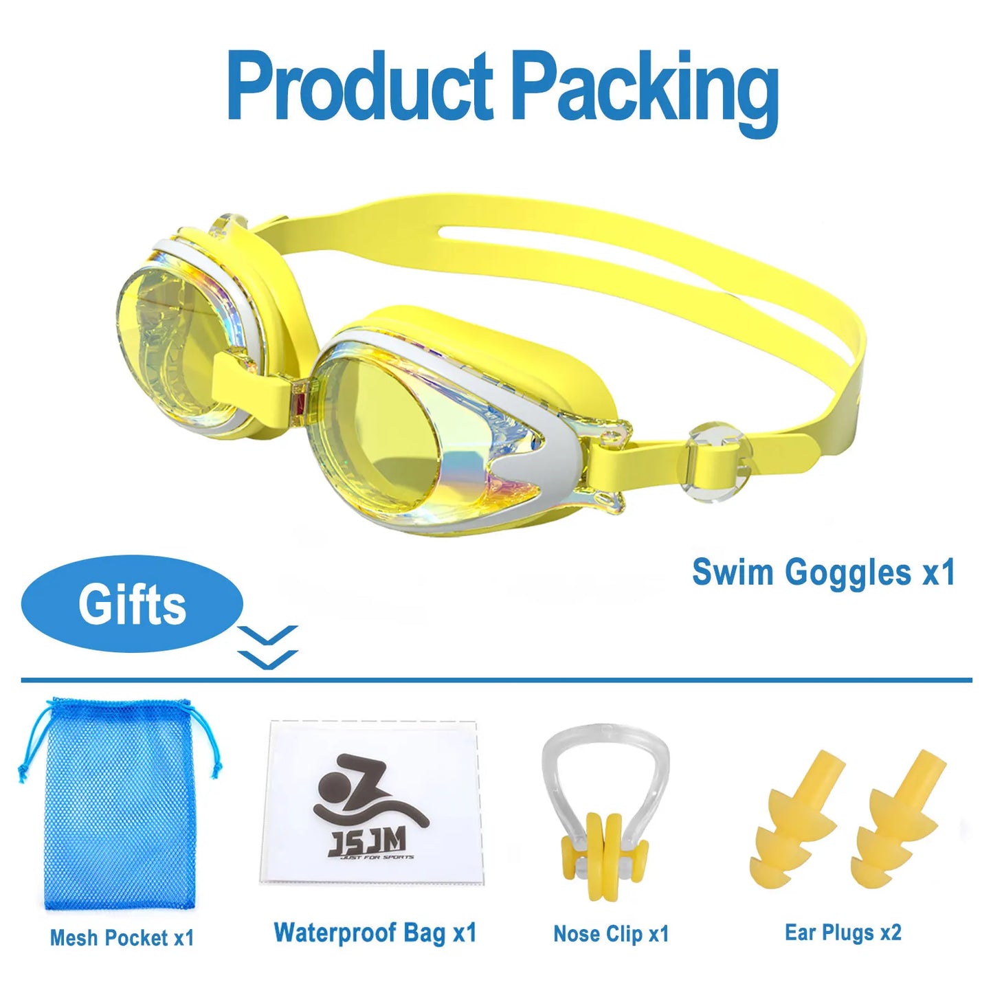 JSJM Professional Kids Swimming Goggles Anti-Fog UV Protection Waterproof Silicone Swim Glasses for Boys Girls Swim Eyewear Gift